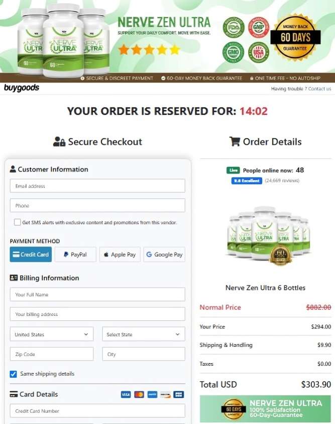 Nerve Zen Ultra - Secure Checkout Page